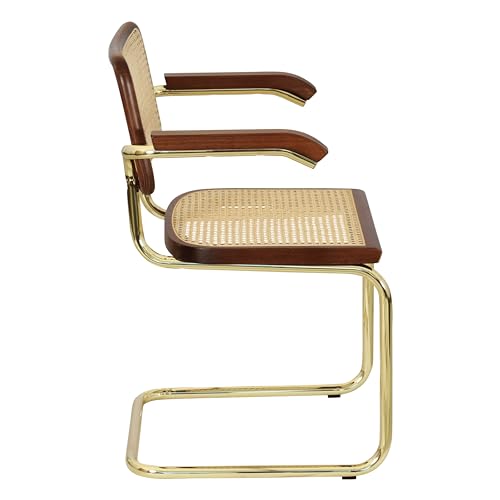 Black Cane Cantilever Armchair with Brass Steel Frame K44475