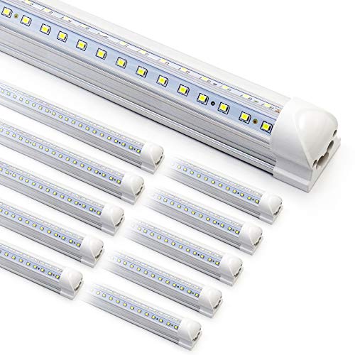 10-Pack 8ft 90W T8 Integrated LED Tube Light 6500K 12000LM V-Shape Linkable Clear Cover B318