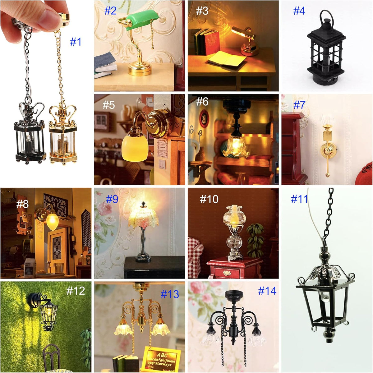 1:12 Scale Dollhouse Miniature Table Lamp Battery Light Q71798
