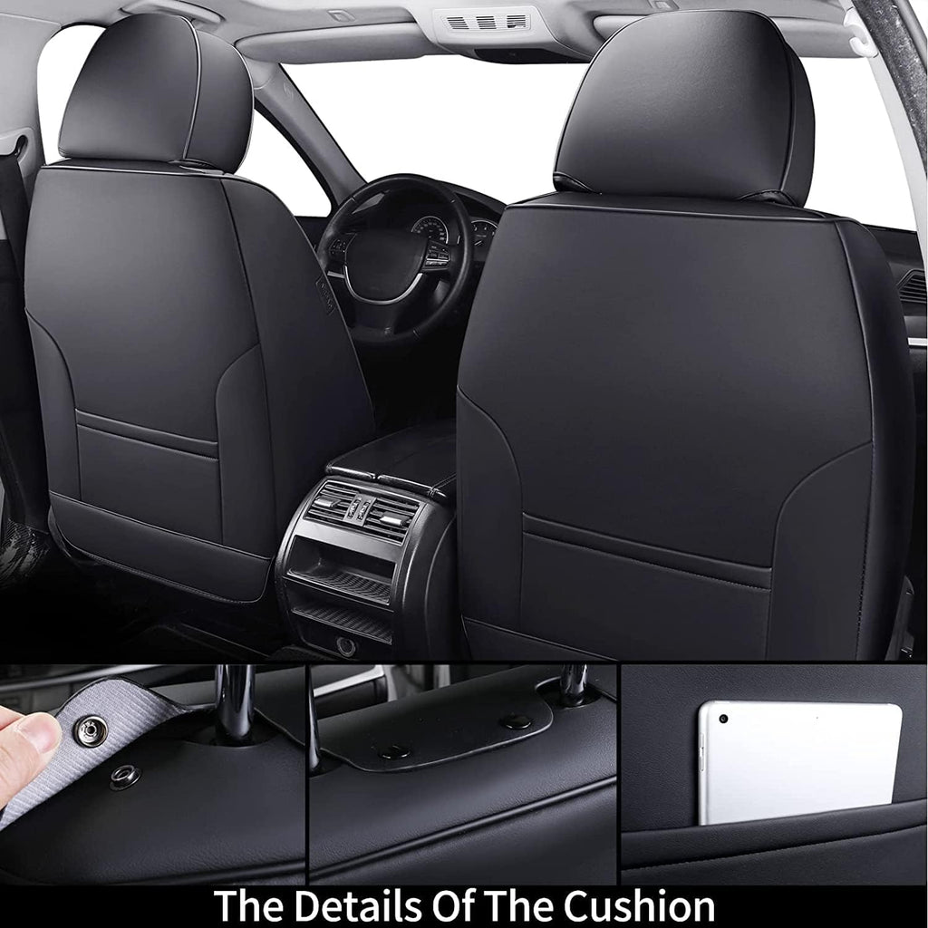 Black Leather Car Seat Covers Full Set 5 Seats S9643