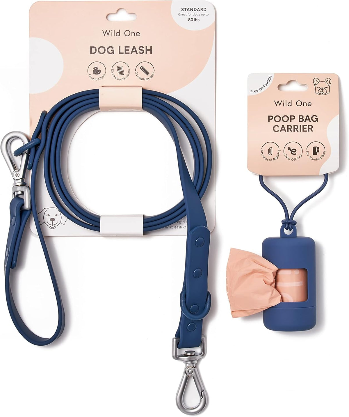Lilac Nylon Dog Leash and Poop Bag Carrier Set A8190