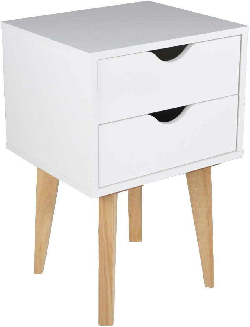 Black Two Drawer Wood Nightstand N90196