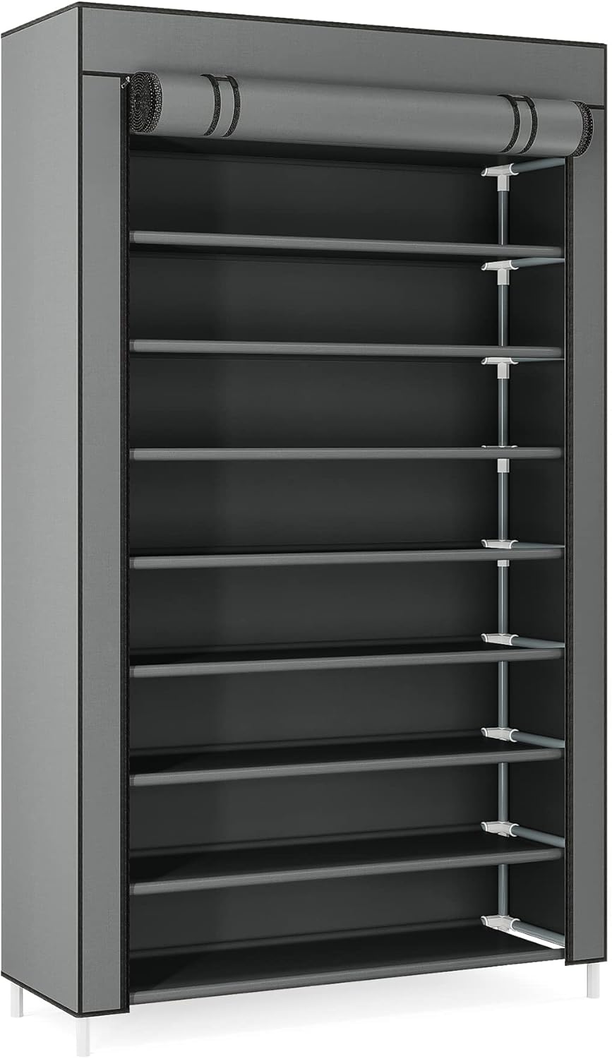 10 Tier Black Non-Woven Shoe Storage Cabinet H70616