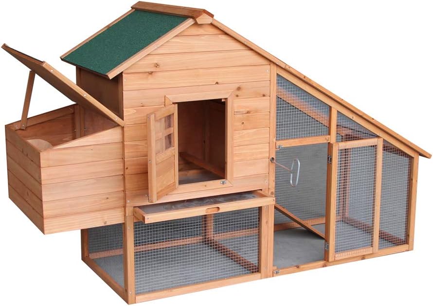 Waterproof Multi-Level Chicken Coop with Ramps, Nesting Box, Wire Fence (75‘’) M11563