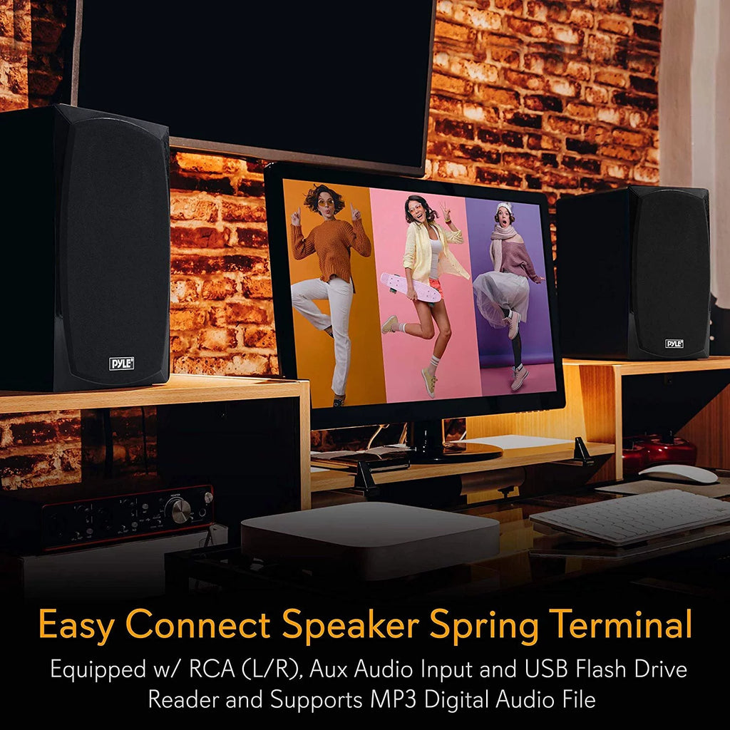 Black Bluetooth Bookshelf Stereo Speakers D19385