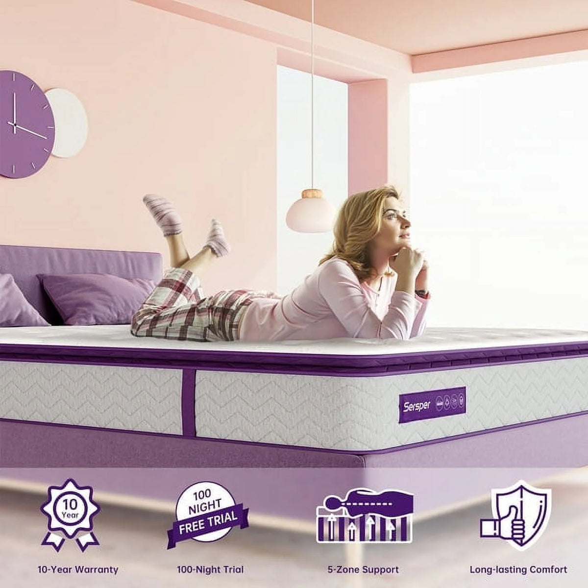 Full Size 10 inch Pocket Pillow Top Memory Foam Mattress K69093