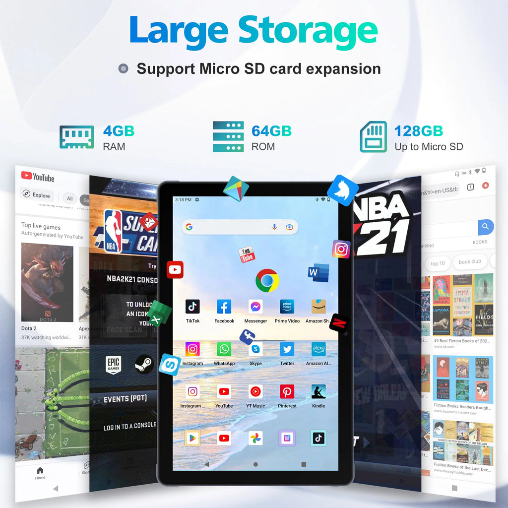 Android 12 Tablet 10.4 Inch with Case, 4GB RAM, 64GB Storage, Octa-Core, 6000mAh, Gray K558828