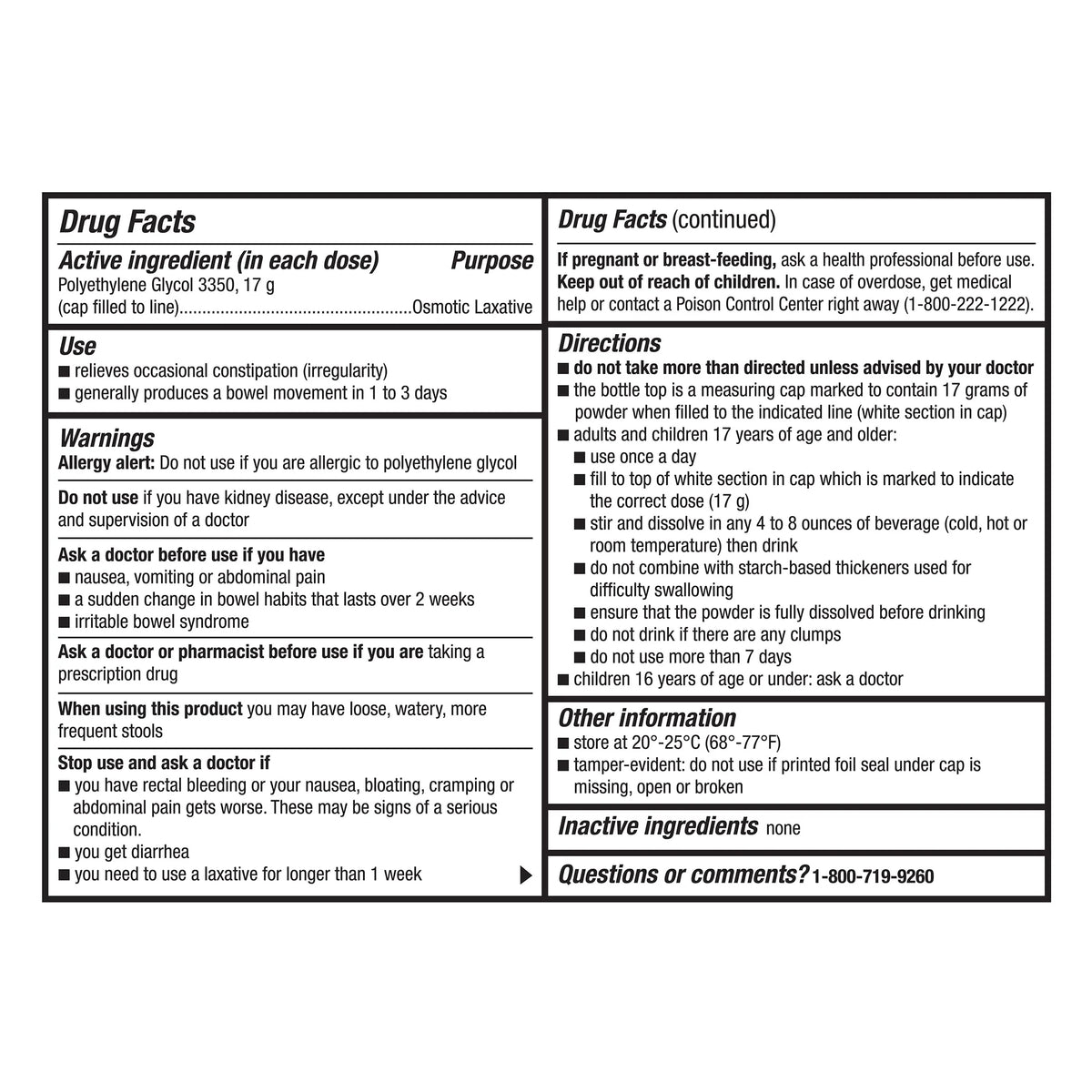 Polyethylene Glycol 3350 Powder for Solution Unflavored 30 Doses G30183