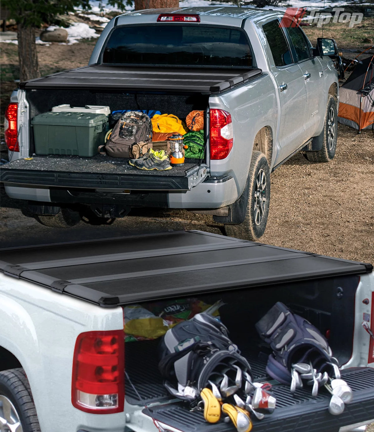 Tri-Fold Hard Tonneau Cover Truck Bed FRP On Top F48661