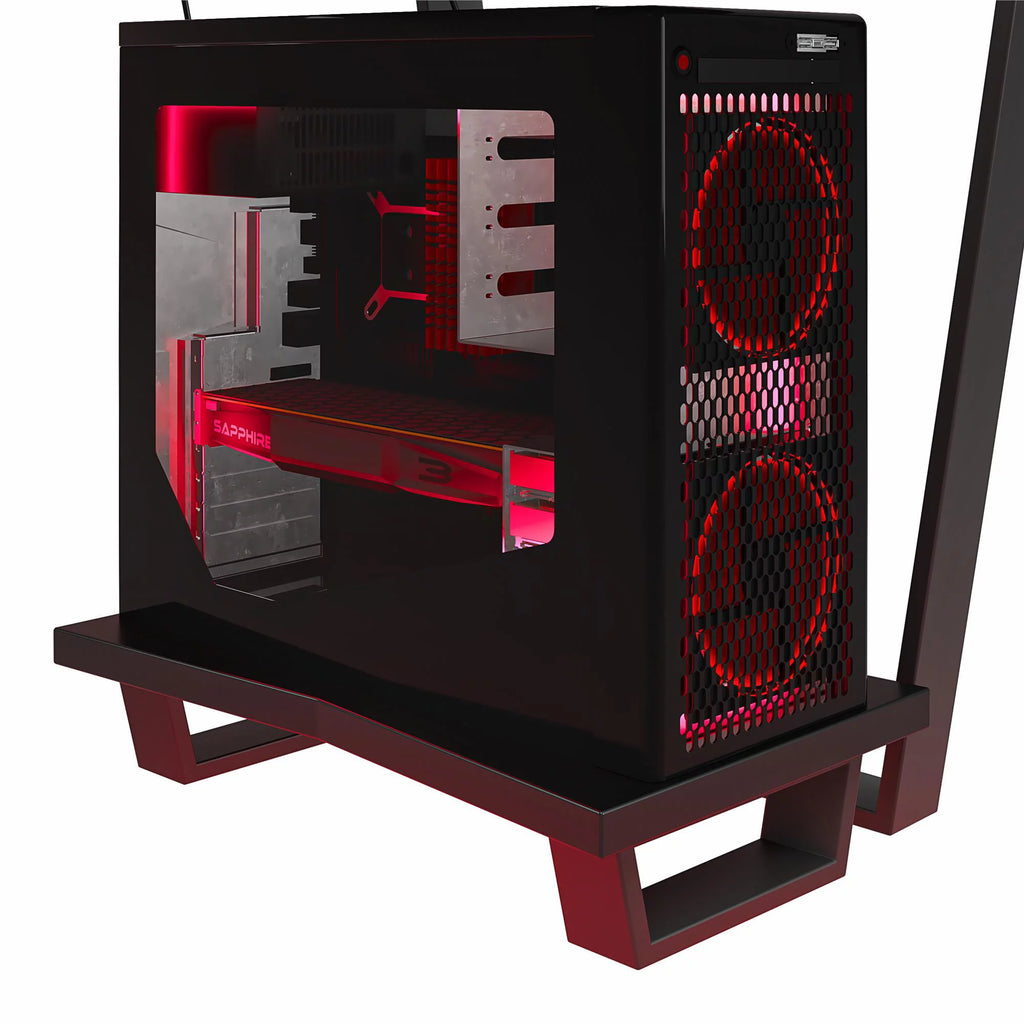 Black Gaming L Desk with CPU Stand Q1654