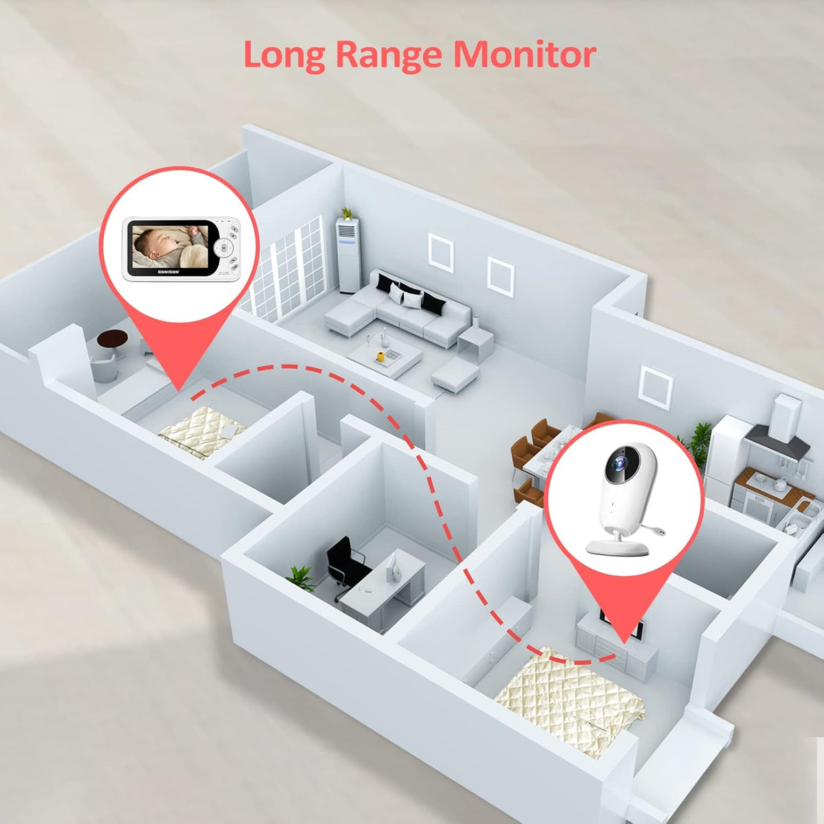 Video Baby Monitor with Camera and Audio, 4.3 inch IPS Screen, Night Vision, Pack of 2 Z552