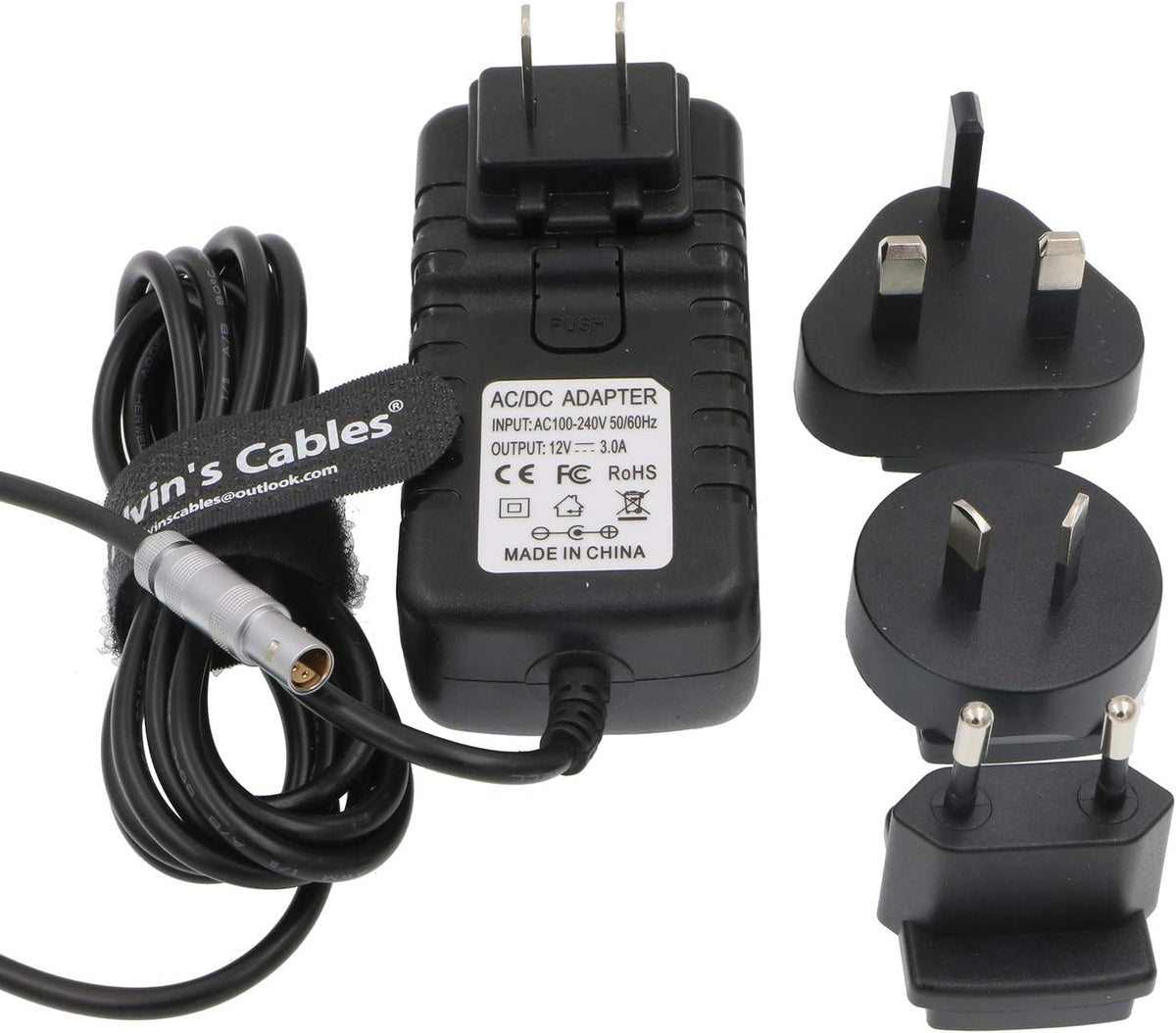 Z Cam E2 Power Adapter Cable 4 Pin to Universal AC with US UK EU AU Plugs Pack of 2 B271968