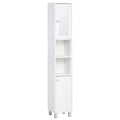 Tall White Wooden Bathroom Storage Cabinet with Mirror U6492