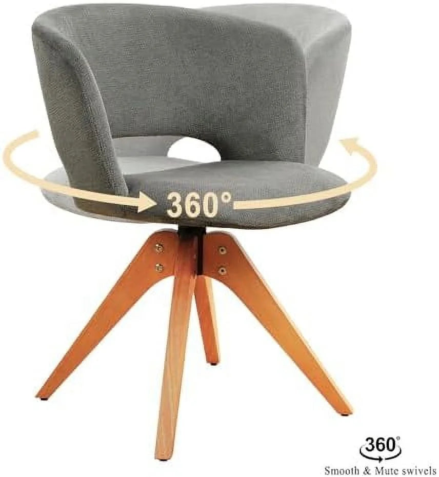 Blue Upholstered Swivel Accent Chair with Solid Wood Legs R196193