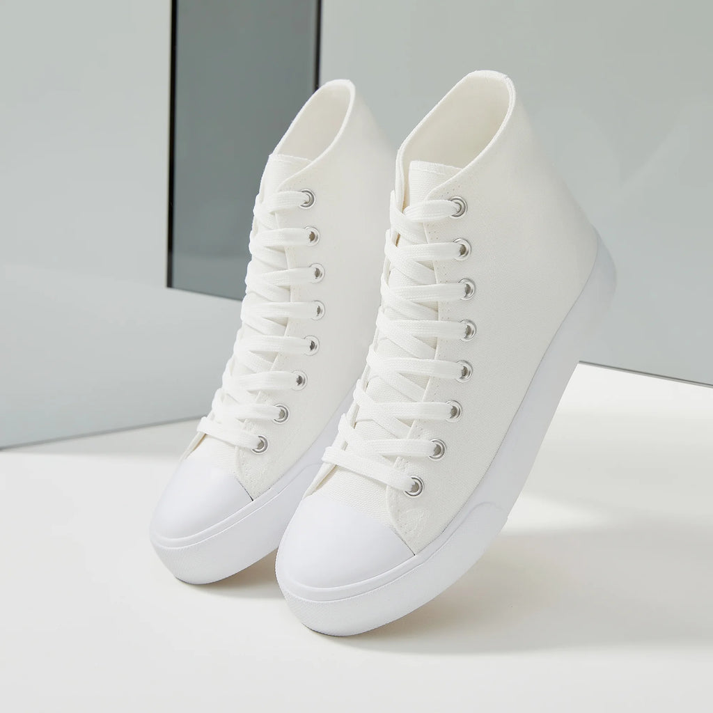 Off-White Canvas High Top Lace-Up Sneakers M75156