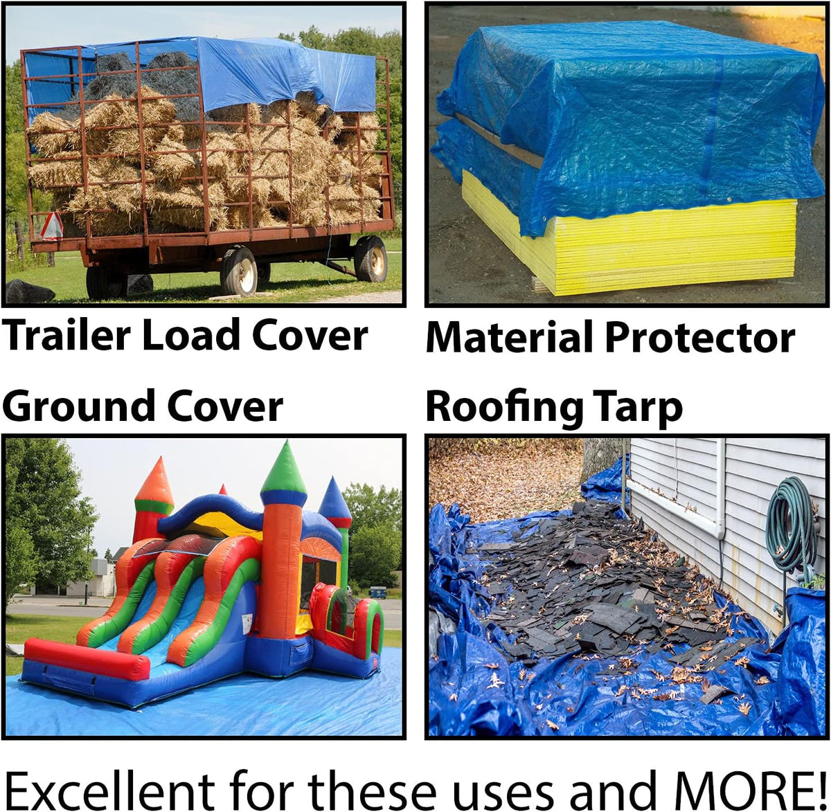 10' x 20' Water Resistant Reversible Blue/Silver Medium Duty Tarp R7424
