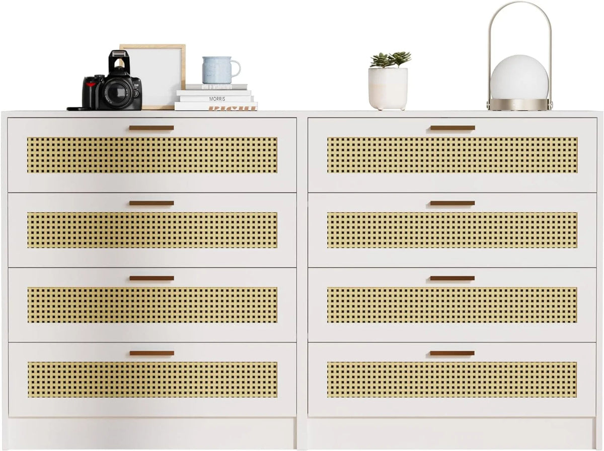 White 4 Drawer Wooden Dresser with Metal Handles K134