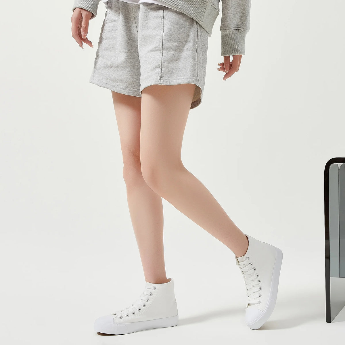 Off-White Canvas High Top Lace-Up Sneakers M75156