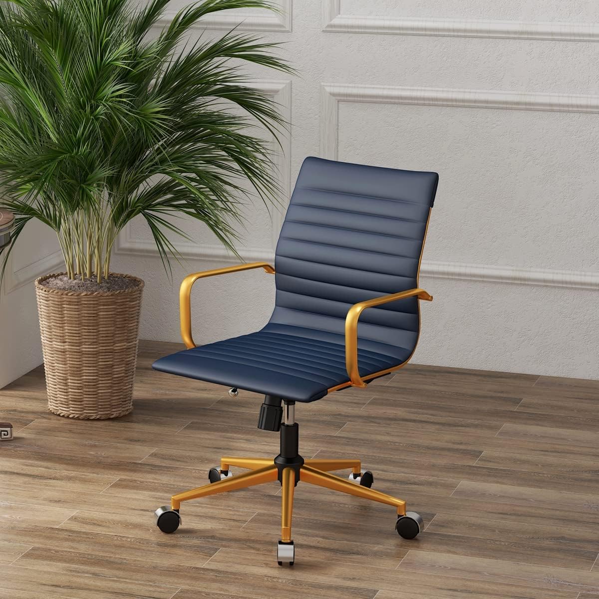 Gold Office Chair with Wheels and Arms T8560