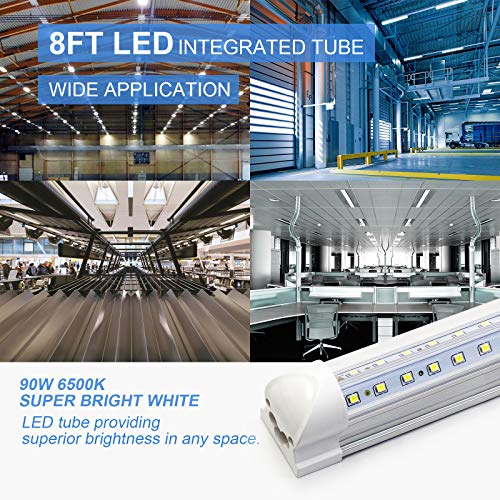 10-Pack 8ft 90W T8 Integrated LED Tube Light 6500K 12000LM V-Shape Linkable Clear Cover B318
