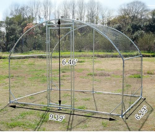 Large Metal Walk-in Galvanized Chicken Coop with Waterproof Cover A56993