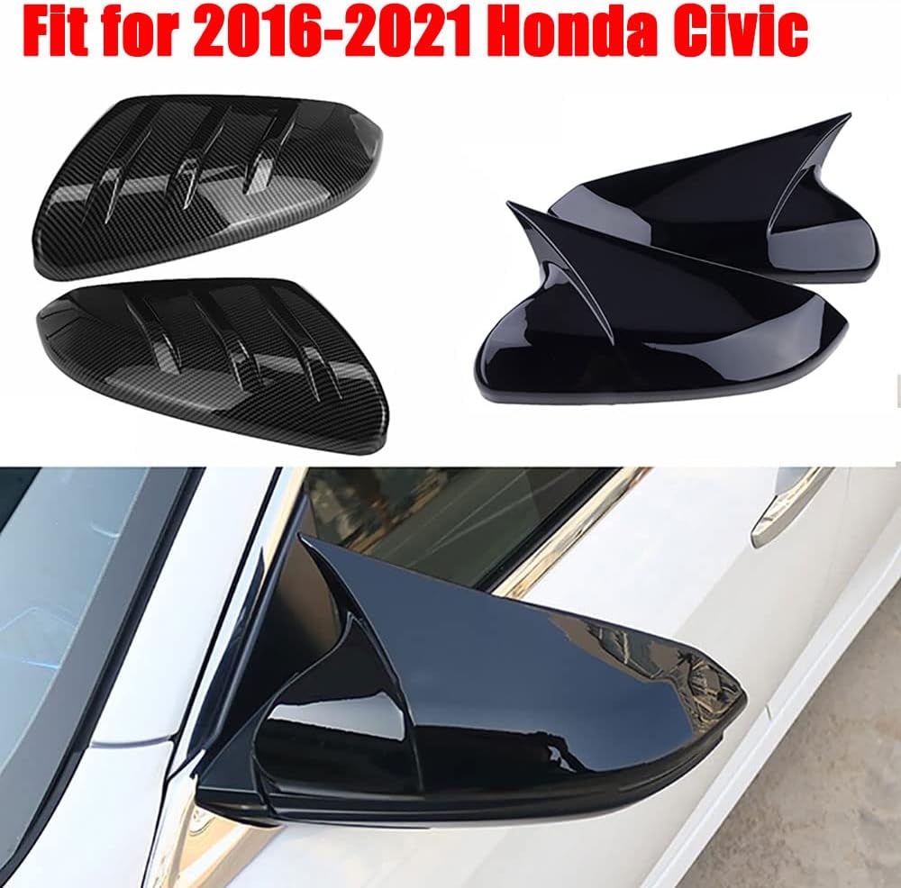 Glossy Black Carbon Fiber Side Door Rear View Mirror Covers C46844