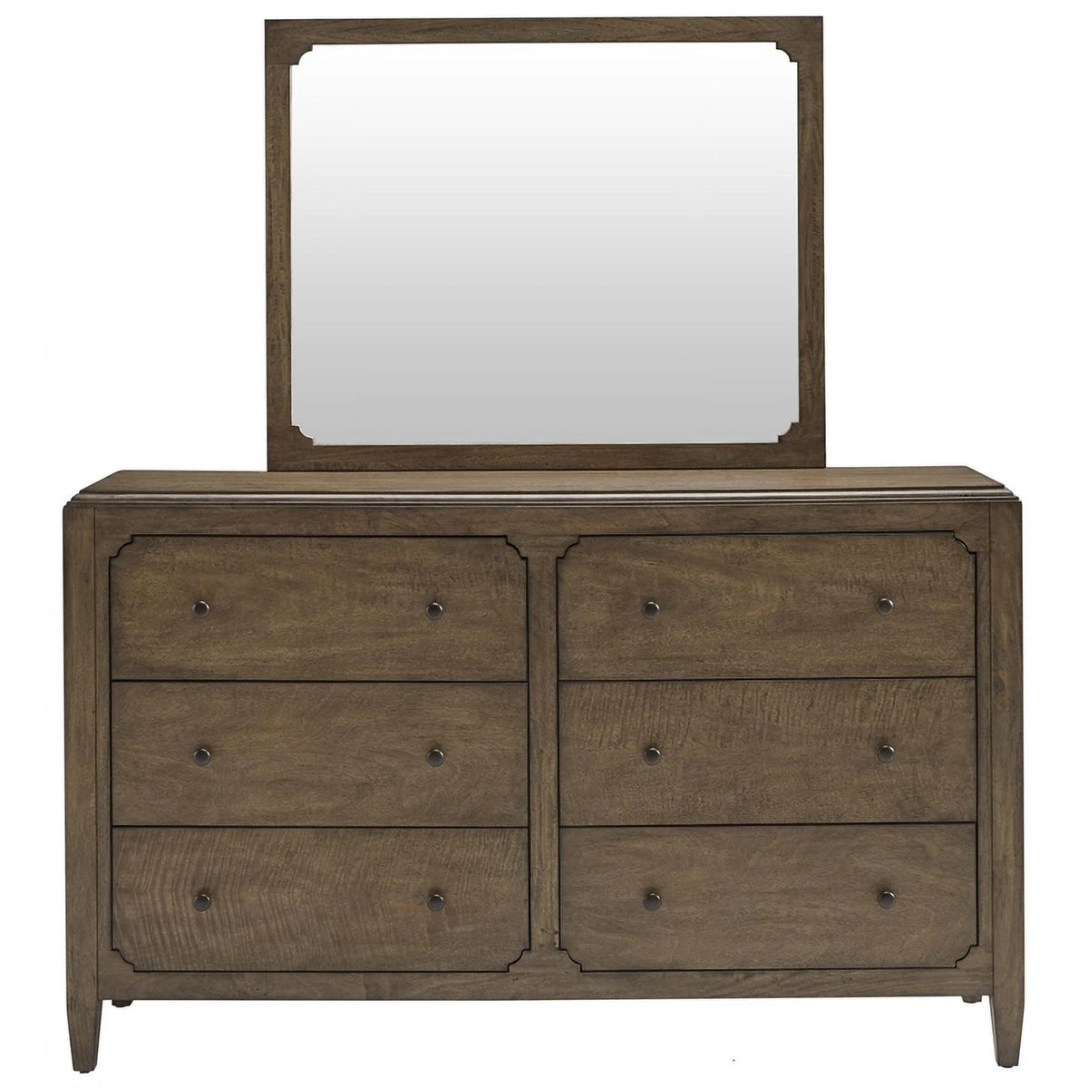 Toffee Brown Wood Dresser and Mirror V2261