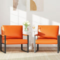 Set of 2 Orange PU Leather Armchairs with Steel Frame X21094