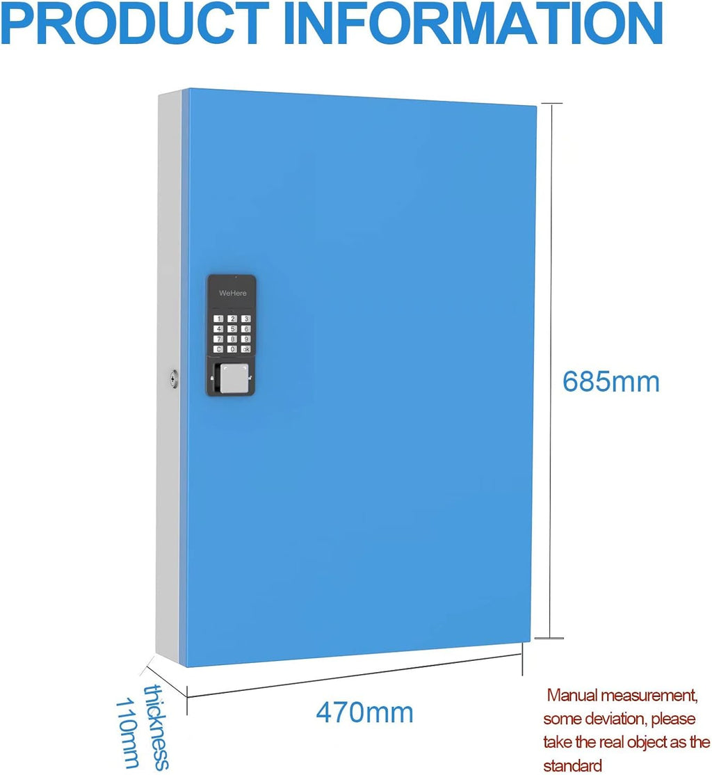 Key Lock Box 192 Keys with Bluetooth Unlock Metal Key Cabinet Wall Mount K592