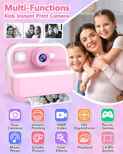 Instant Print Camera for Kids with 32GB SD Card Purple F838885