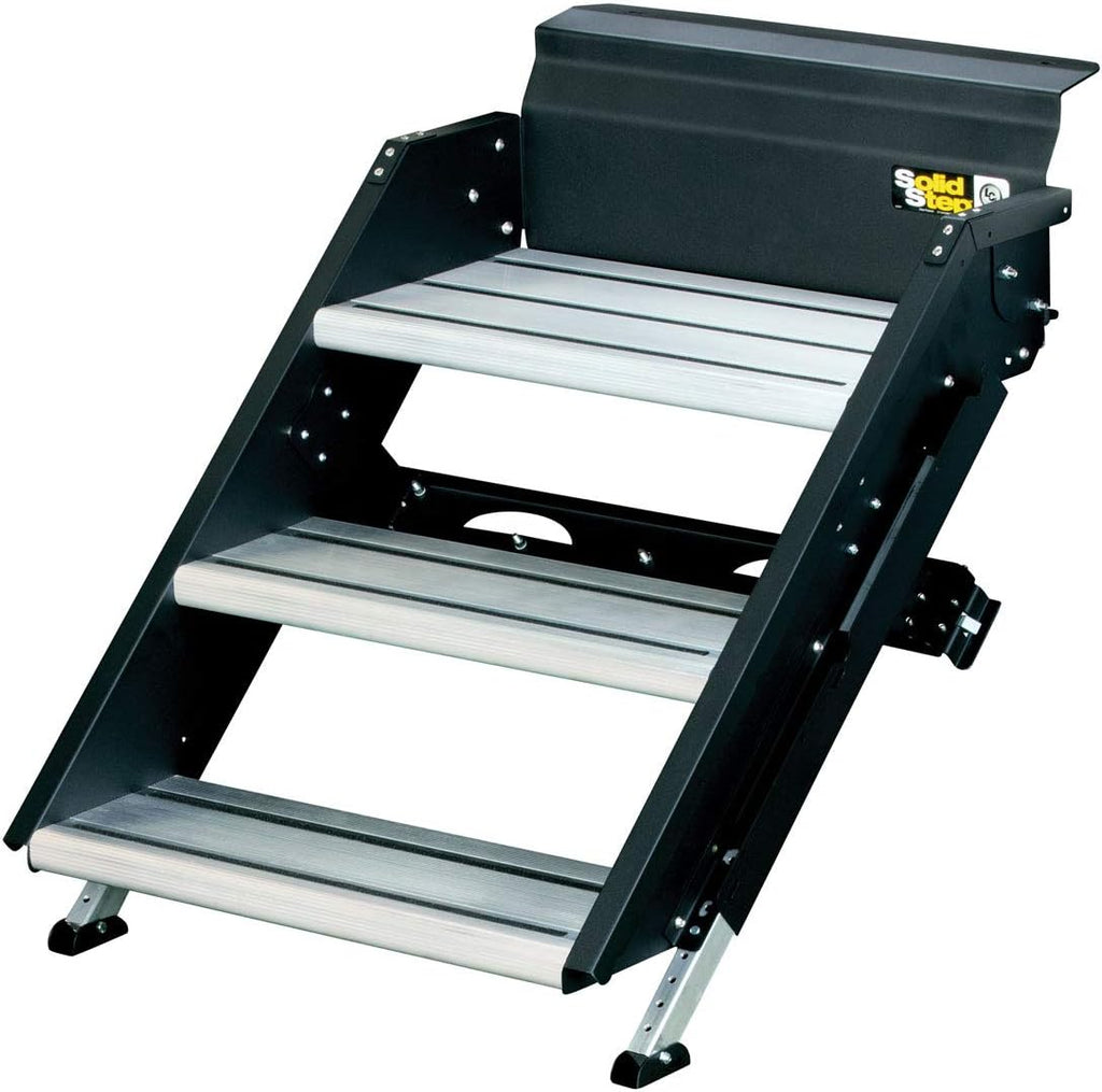 Solid Step Quad Step for RV Entry Doorway, 30 inch, Black W67672