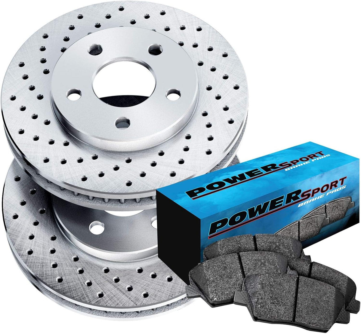 Rear Silver Zinc Cross Drilled Brake Rotors Kit + Semi-Metallic Brake Pads C327