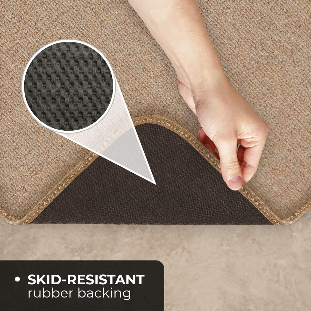 Skid-Resistant Carpet Runner, Pebble Beige, 8 Feet X 27 Inches F543865