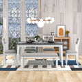 6 Piece Dining Table and Chair Set with 4 Upholstered Chairs and Bench L542