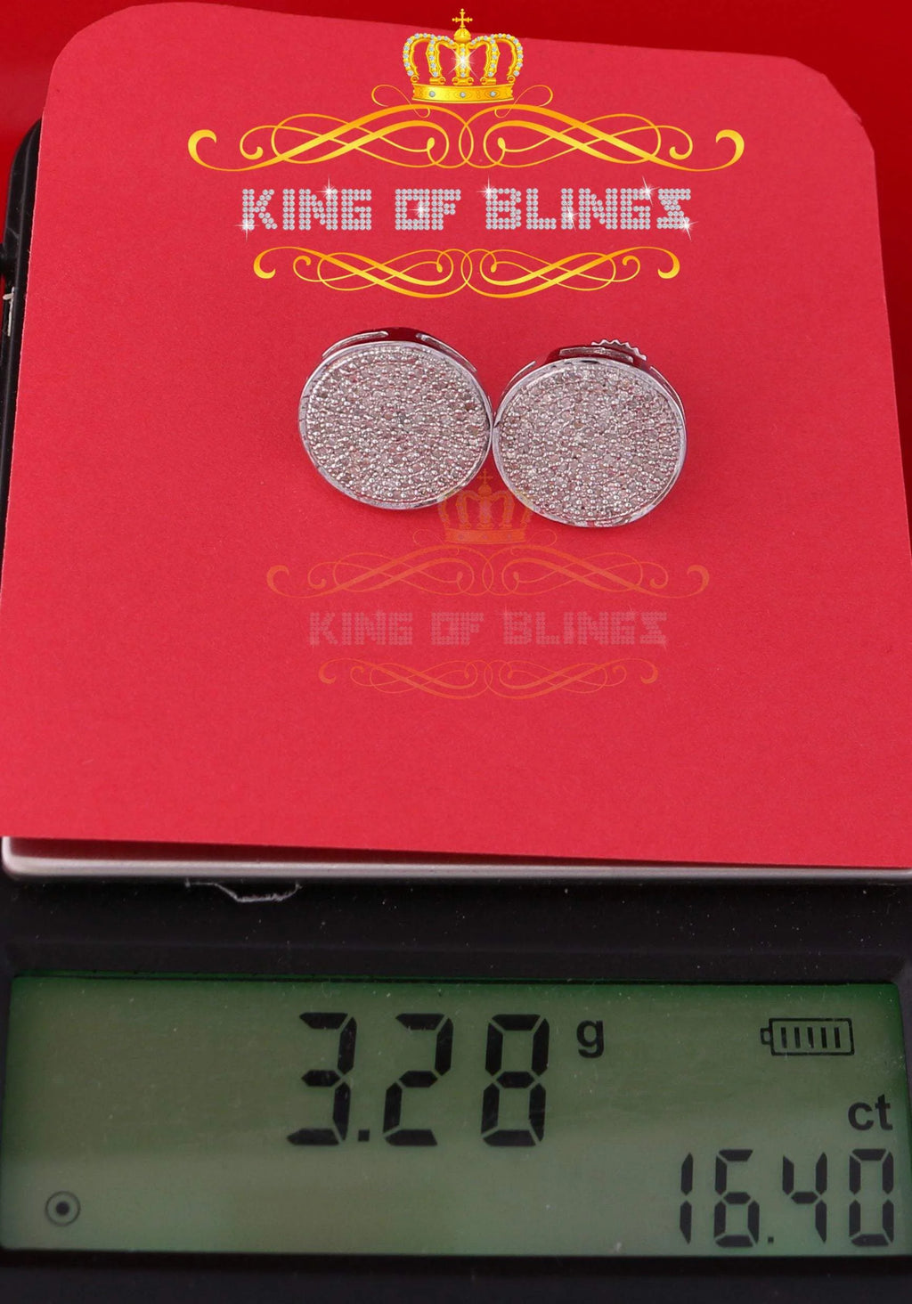 925 Sterling Silver White Hip Hop Stud Earrings N557319