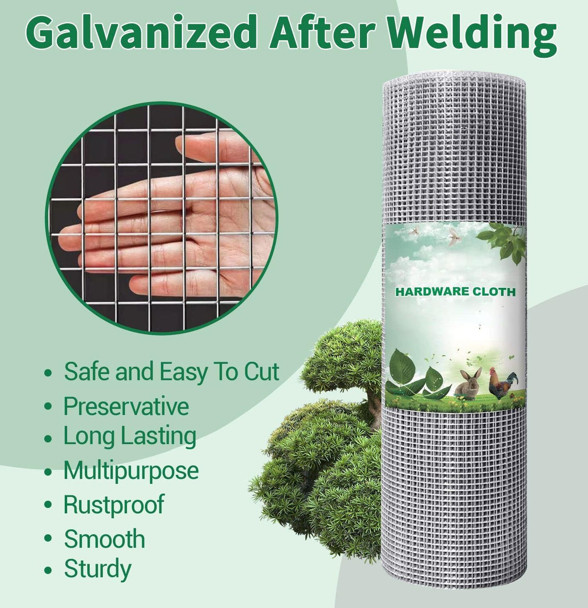 Galvanized 19 Gauge Square Chicken Wire Fence Mesh Roll T247
