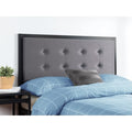 Queen Size Grey Upholstered Button Tufted Metal Headboard U79599