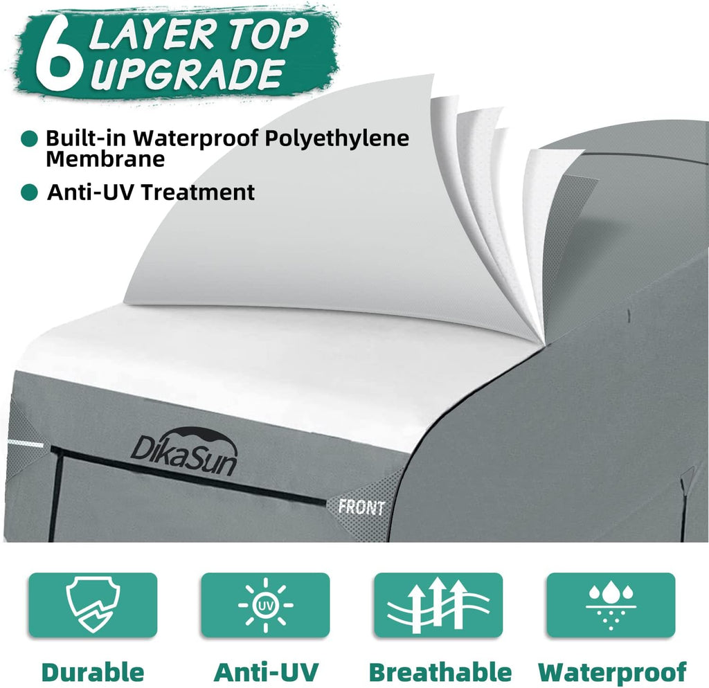 RV Cover for 31'-34' with 2Pcs Extra Straps & 6 Gutter Covers Grey G2714