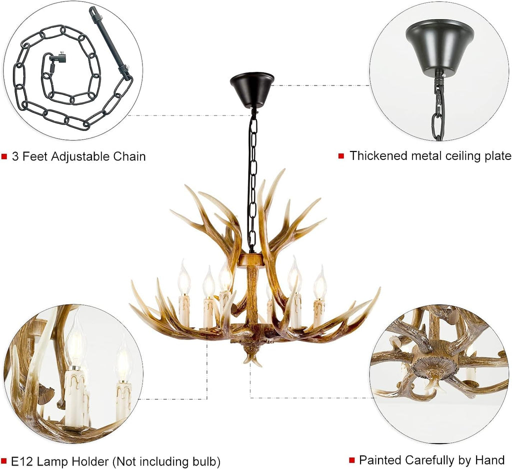 6 Lights Antler Chandelier T511