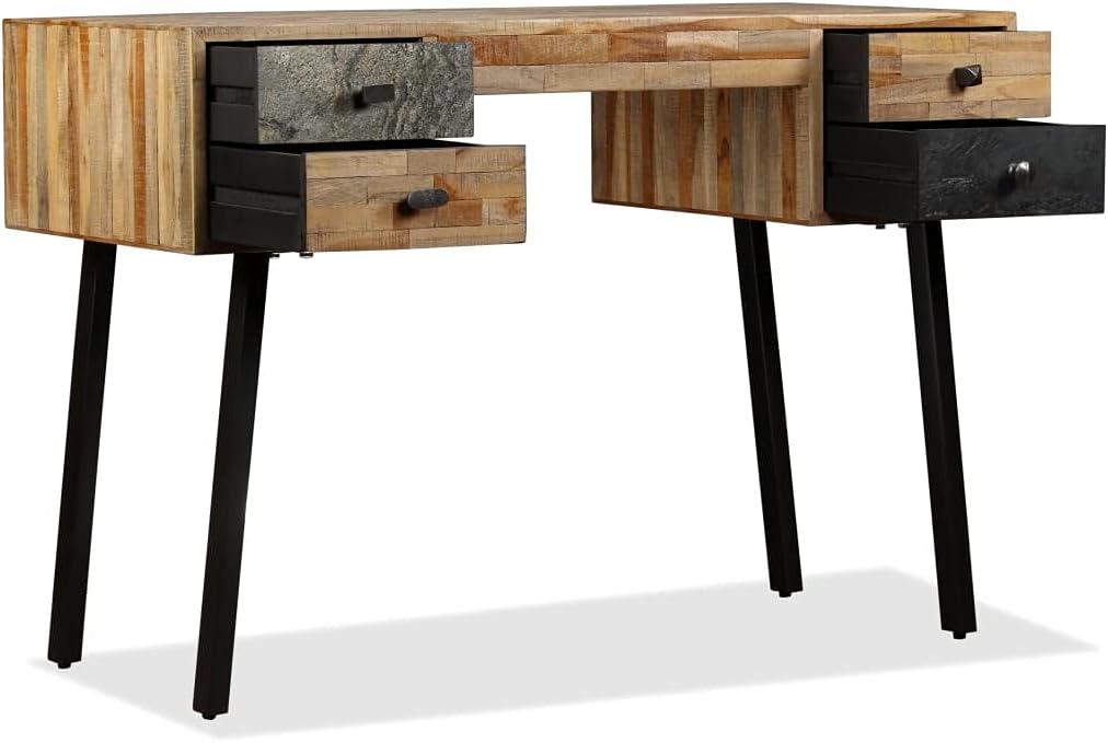 Solid Reclaimed Teak Desk with 4 Drawers 43.3"x19.6"x29.9" I256739