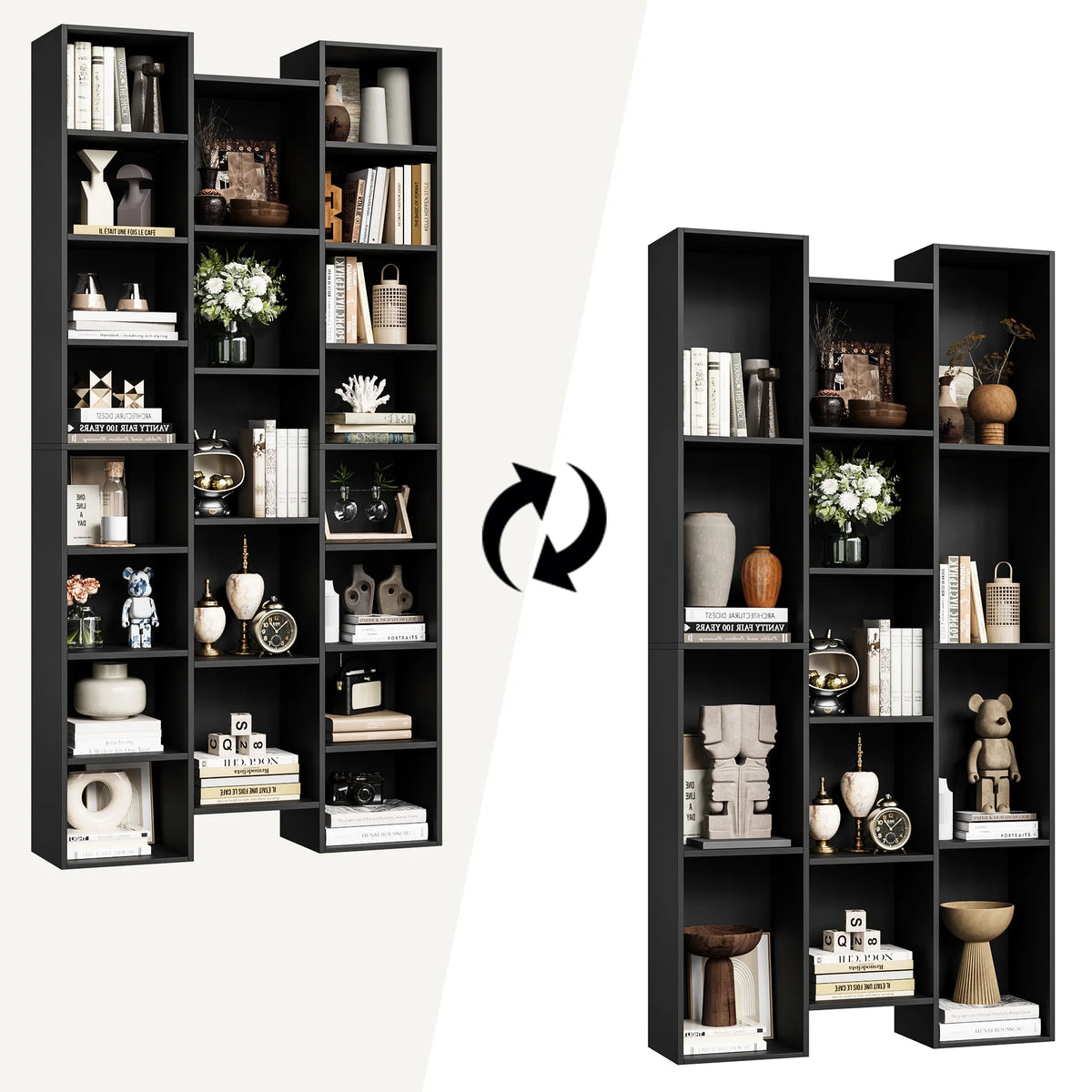Black 21-Cube Bookcase with Adjustable Shelves R85139