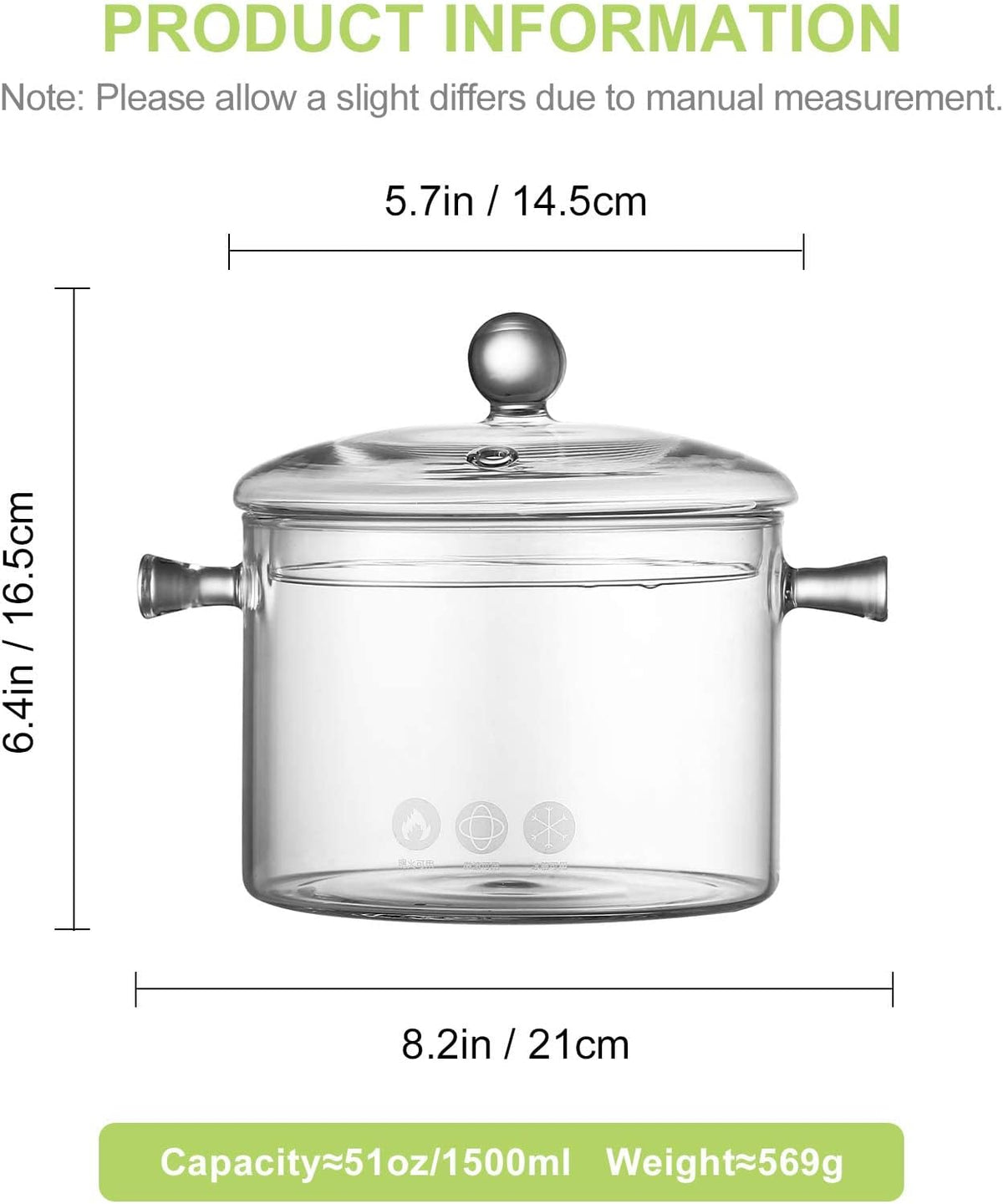 1.5 Liter Glass Saucepan with Cover A707