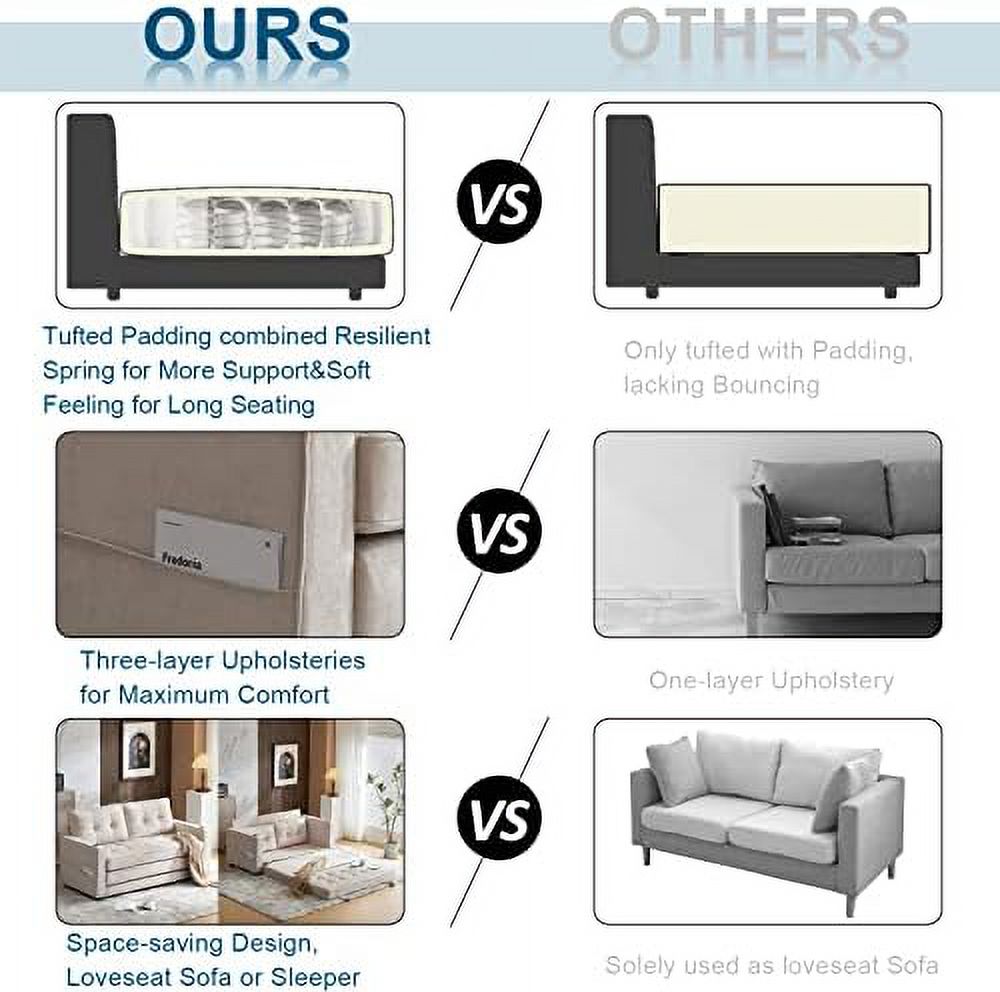 Full Size Futon Sofa Bed Chenille Loveseat Sofa Sleeper Pull Out Couch D7554