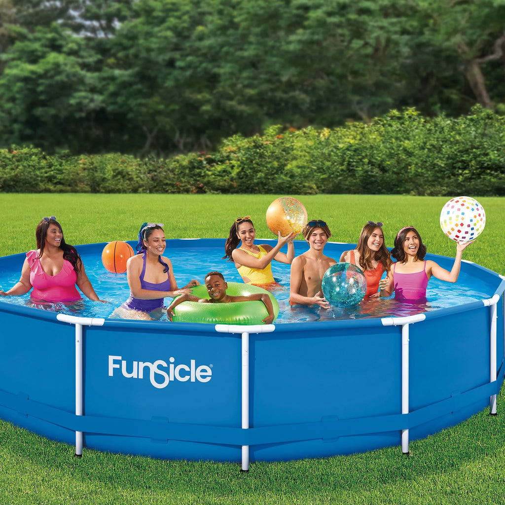 15 ft Round Above Ground Frame Swimming Pool with Filter Pump E736523
