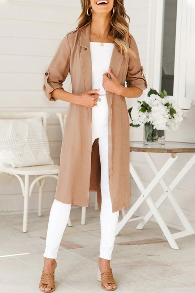 Solid Patchwork POLO Collar Outerwear Y26137