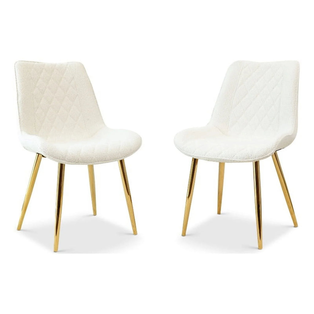 Cream Boucle Fabric Dining Chair Set of 2 Z725985