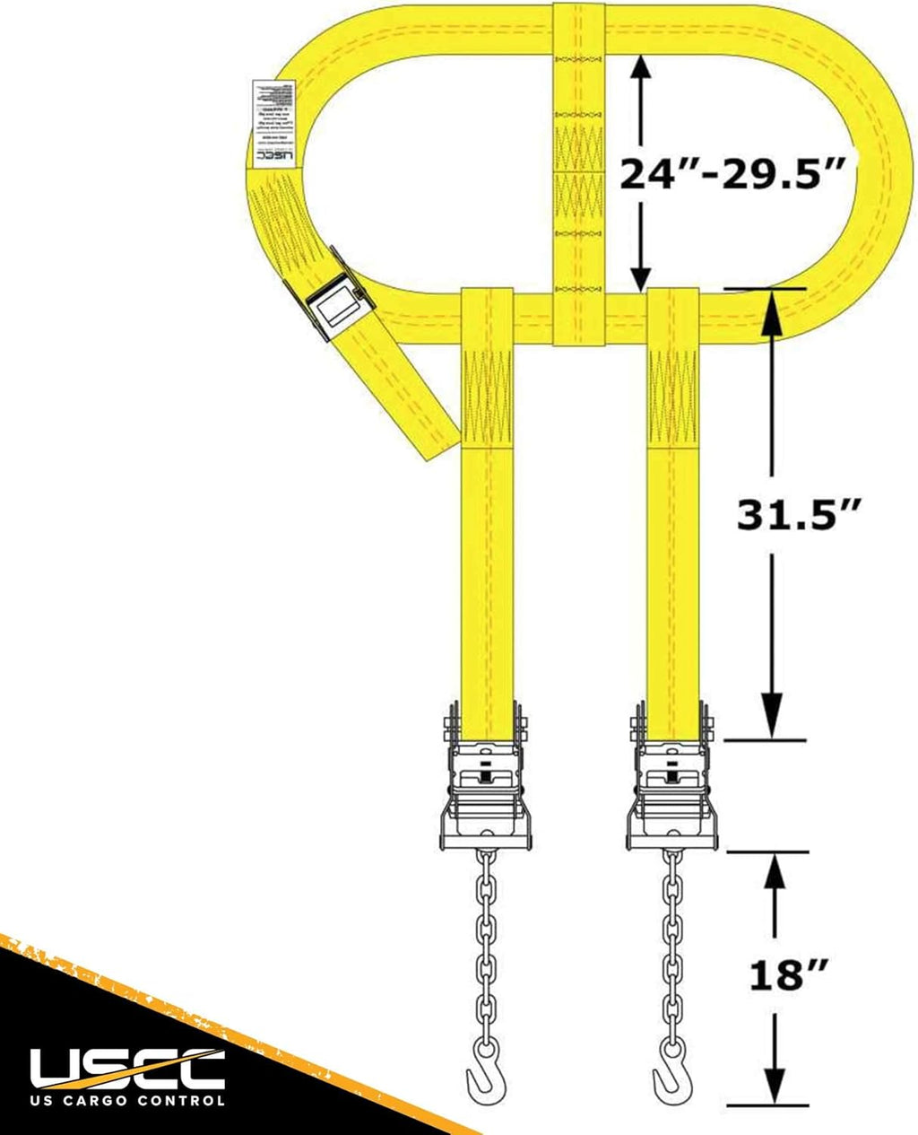 Side Mount Wheel Net with Cam Buckle, Two Ratchets and Chain Extensions, Polyester Webbing P998