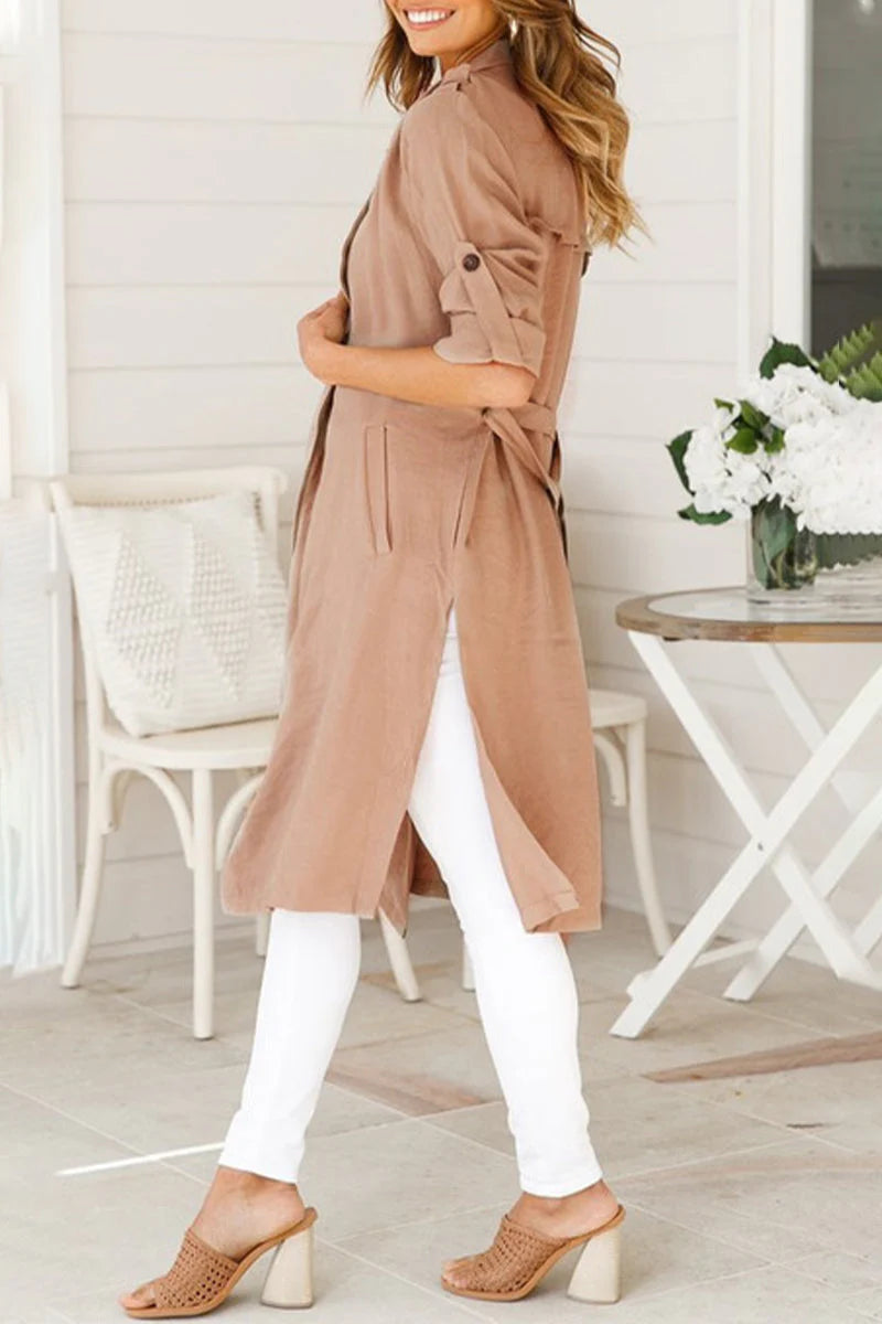 Solid Patchwork POLO Collar Outerwear Y26137