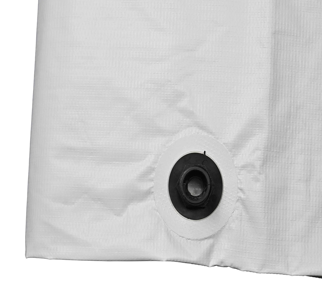 5' x 5' White Vinyl Coated Waterproof Drain Tarp with Heavy Duty Grommets H92046
