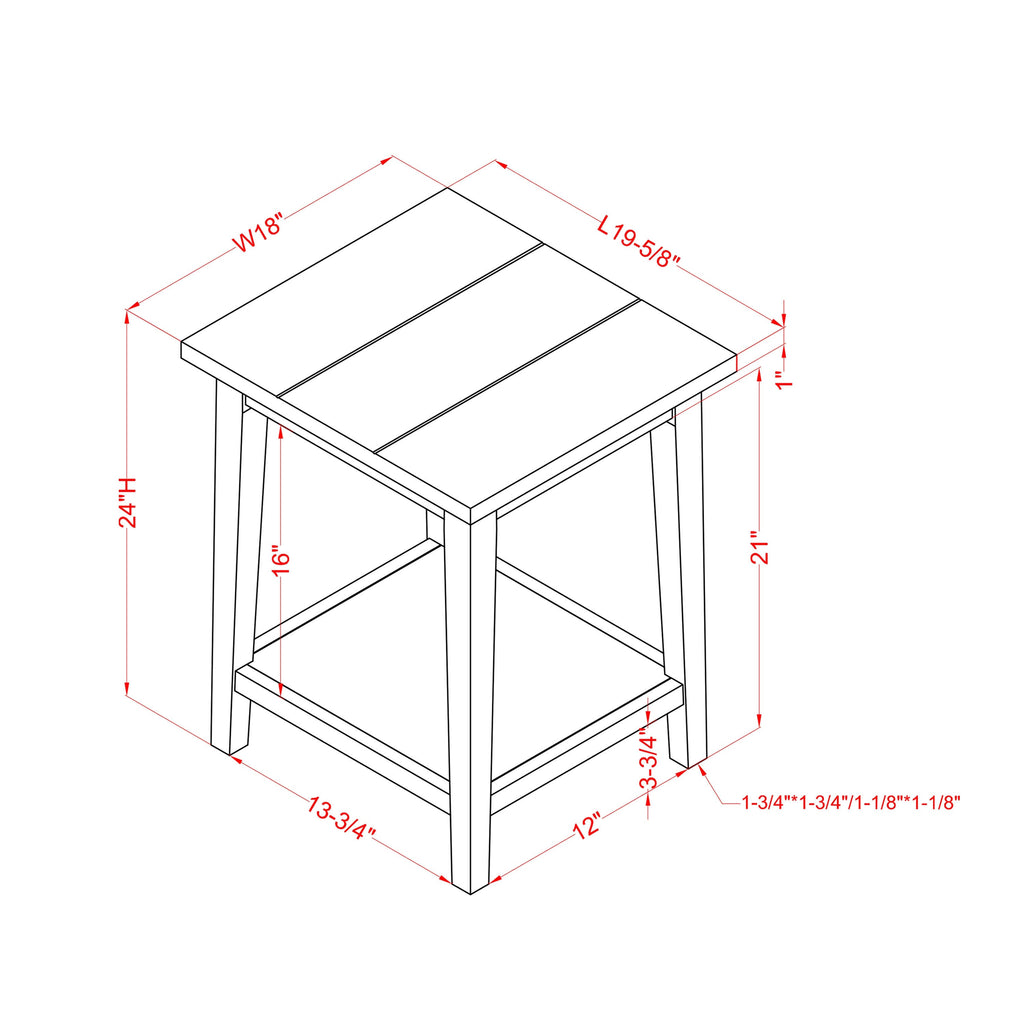 Rustic Open-Shelf Side Table V3819